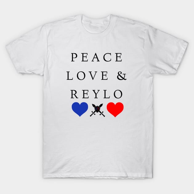 Peace, Love, & Reylo (White Design) T-Shirt by Girls With Sabers